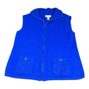 Chicos Design Vibrant Blue Sleeveless 100% wool vest Size 16/XL